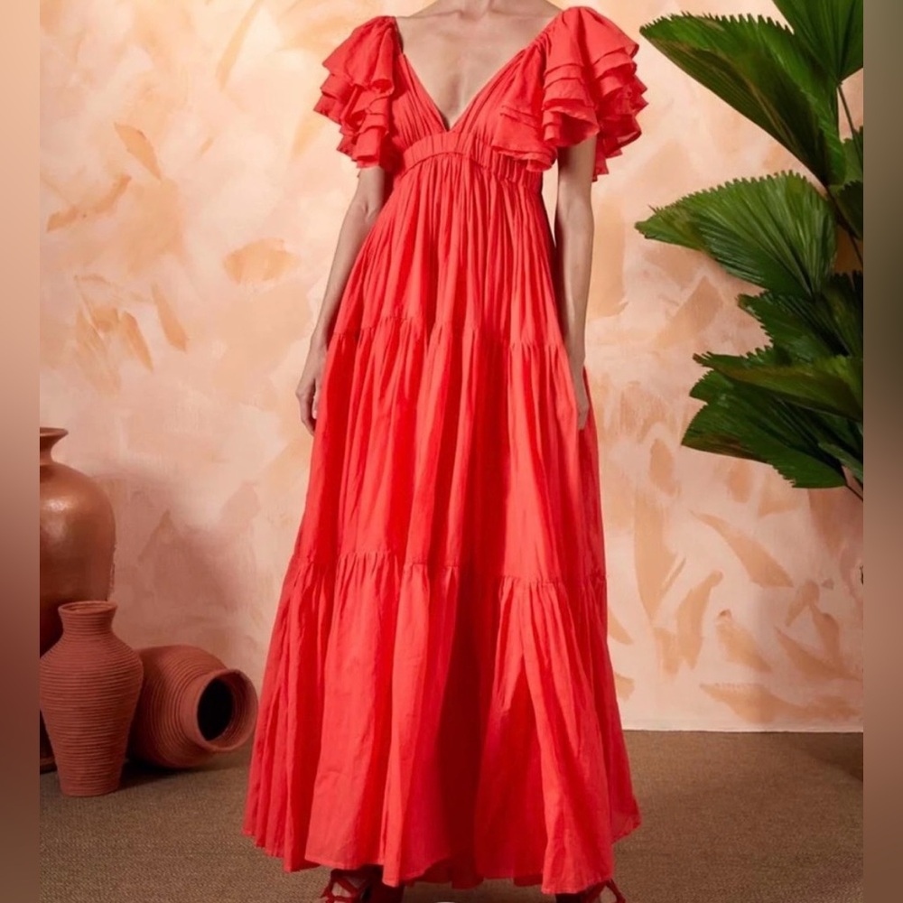 Erika  Peña Vale Ruffled Maxi Dress NWT 0/S